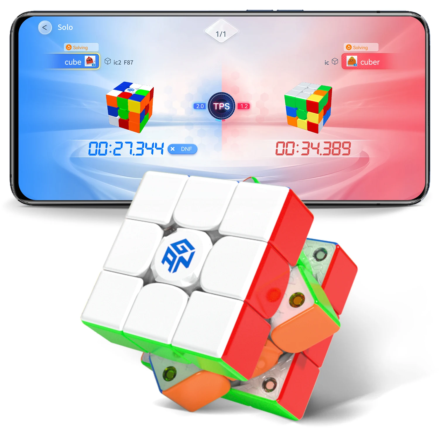 GAN 356 i Carry Stickerless Cube,Intelligent Tracking Movements Steps with CubeStation App, Battery Version Non-Rechargeable