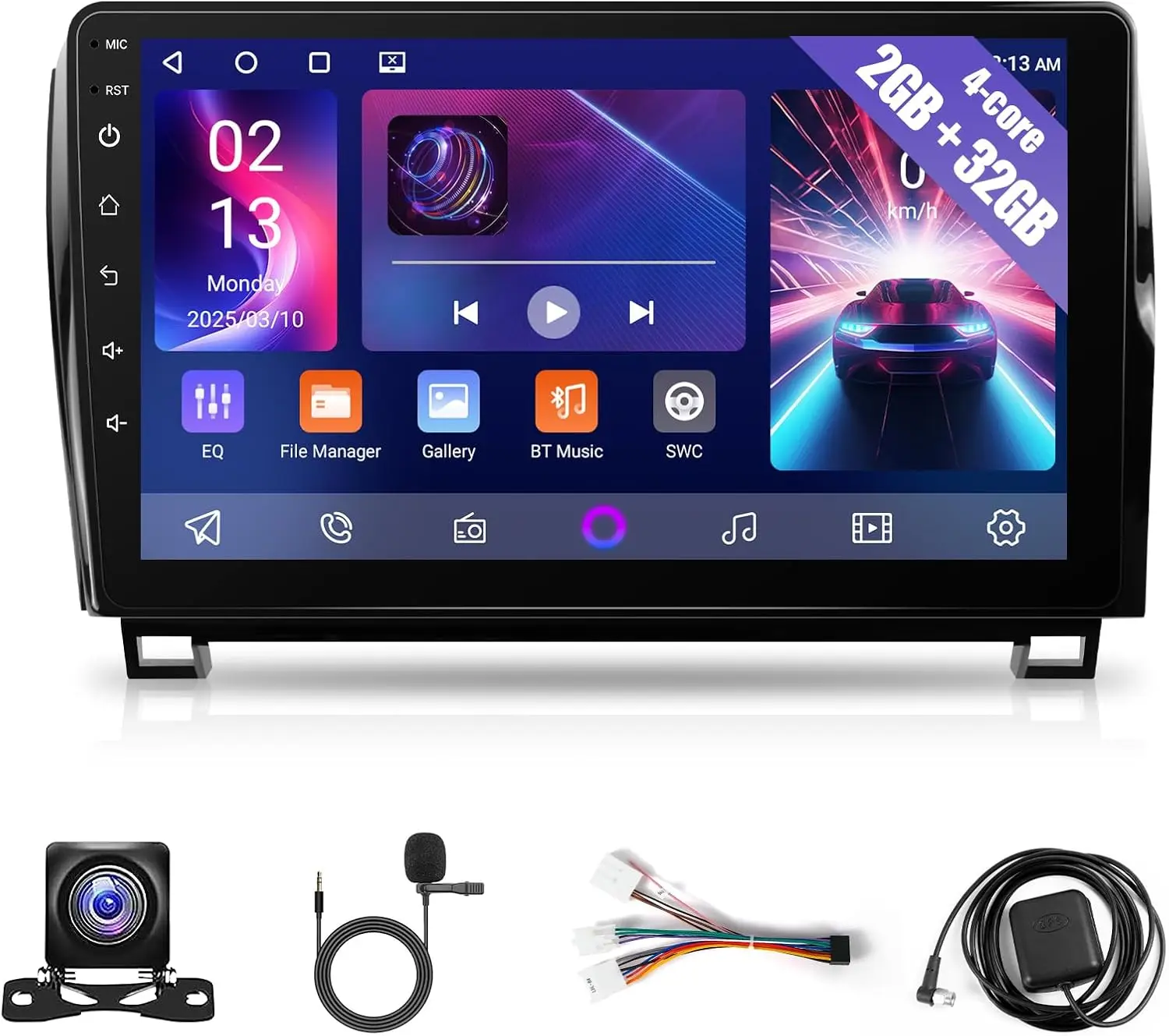 Android Car Radio for Toyota Tundra 2007-2013 Toyota Sequoia 2008-2018, 10.1inch IPS Touch Screen Stereo, Wireless Carplay Andro