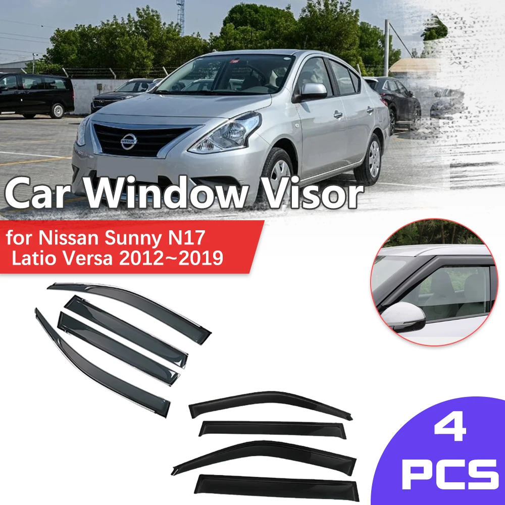 Car Window Visor for Nissan Sunny N17 Latio Versa 2012~2019 Rain Eyebrow Shelter Vent Awning Smoke Deflector Guard Accessories