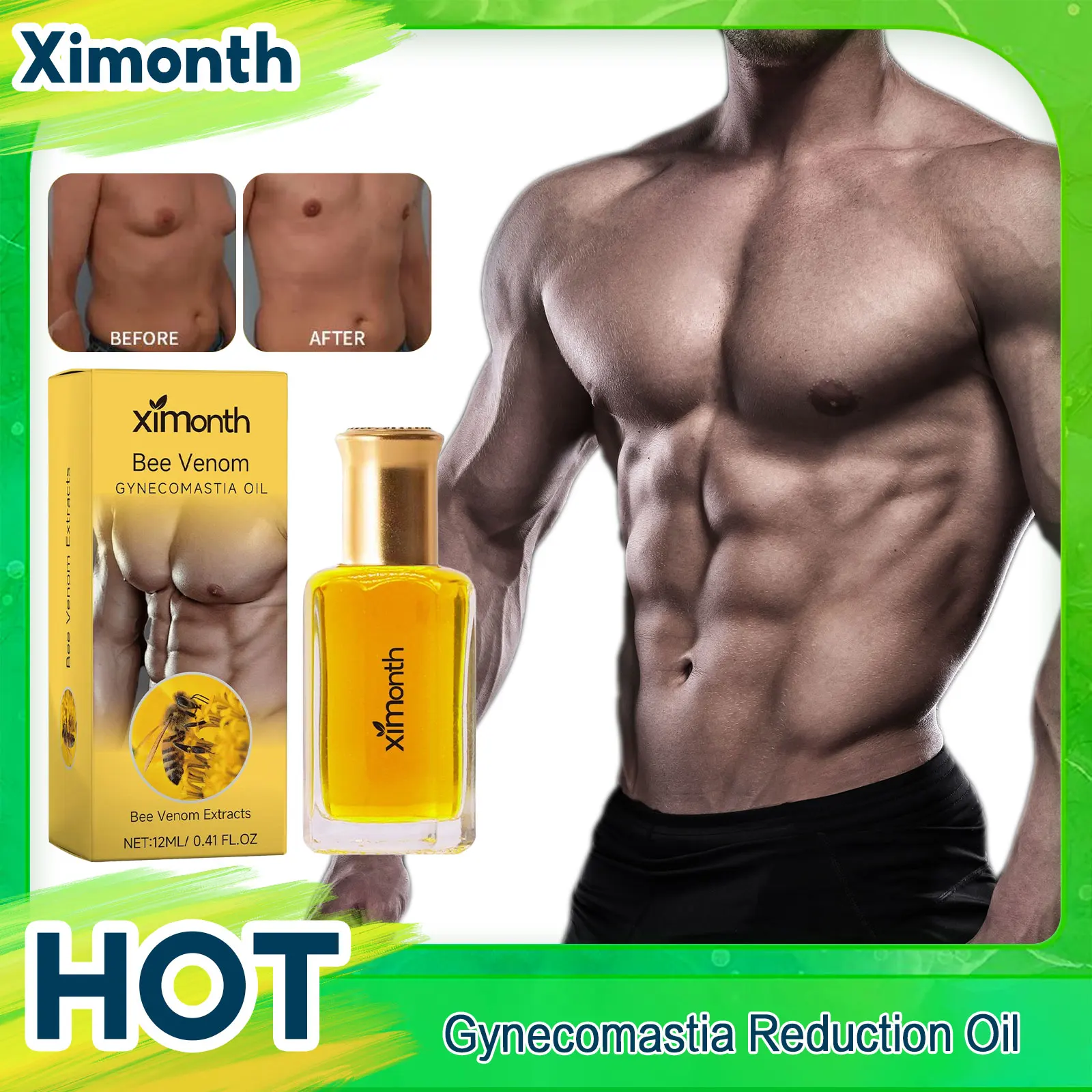 Man Breast Tightening Oil Gynecomastia Reduction Cellulite Removal Belly Muscle Fitness Abs Sculpting Chest Muscle Massage Oil