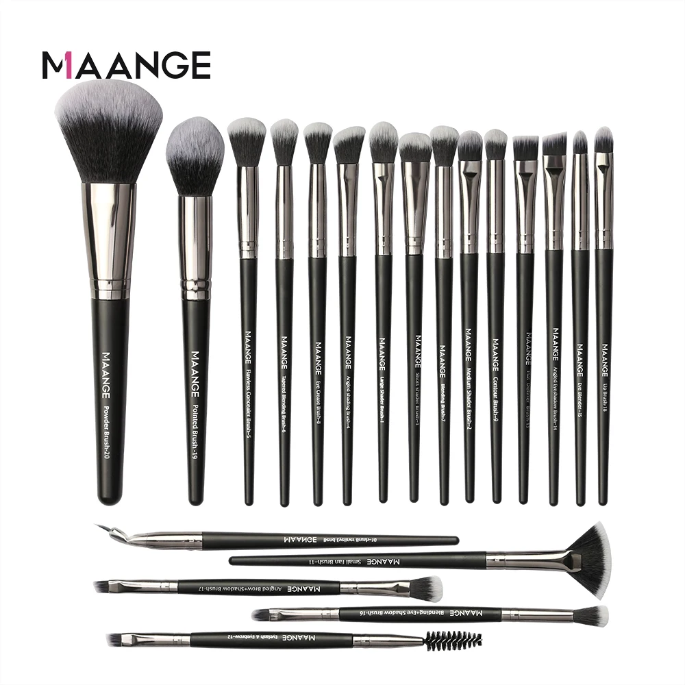 MAANGE 20 piezas de brochas de maquillaje profesionales para base, corrector, polvos, sombra de ojos, brochas de maquillaje para detalles faciales, herramientas de maquillaje