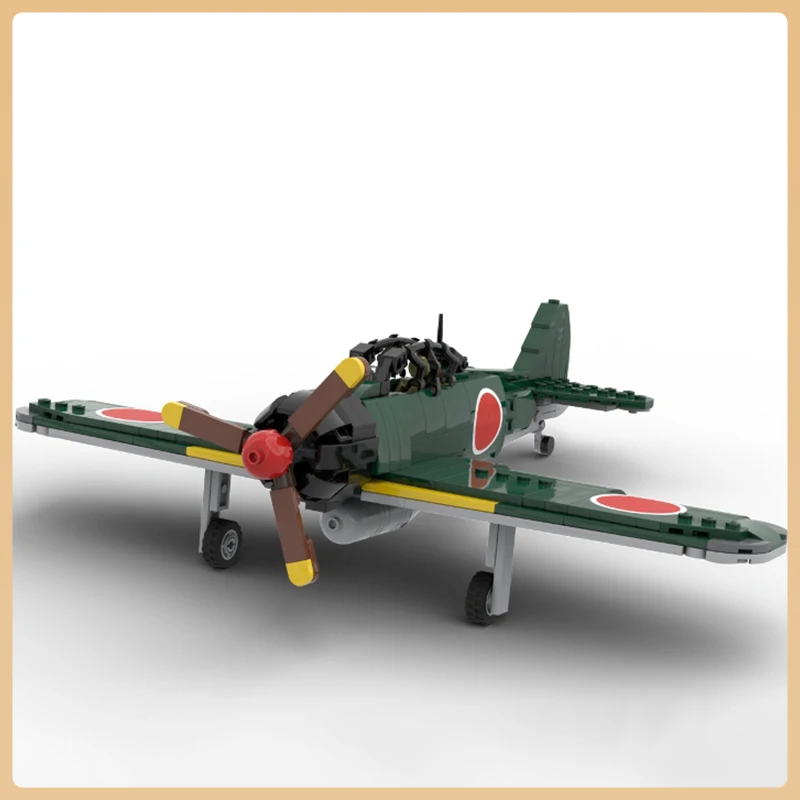 WW II Japan Navy A6M Zero Fighter MOC Building Block  Military Weapon Long-range Carrier-Based Aircraft Model Bricks Toys