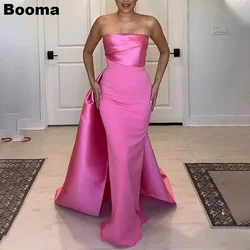 Booma Long Mermaid Prom Dresses Strapless Sleeveless Formal Party Gown with Train Floor Length Evening Dress for Women Customize