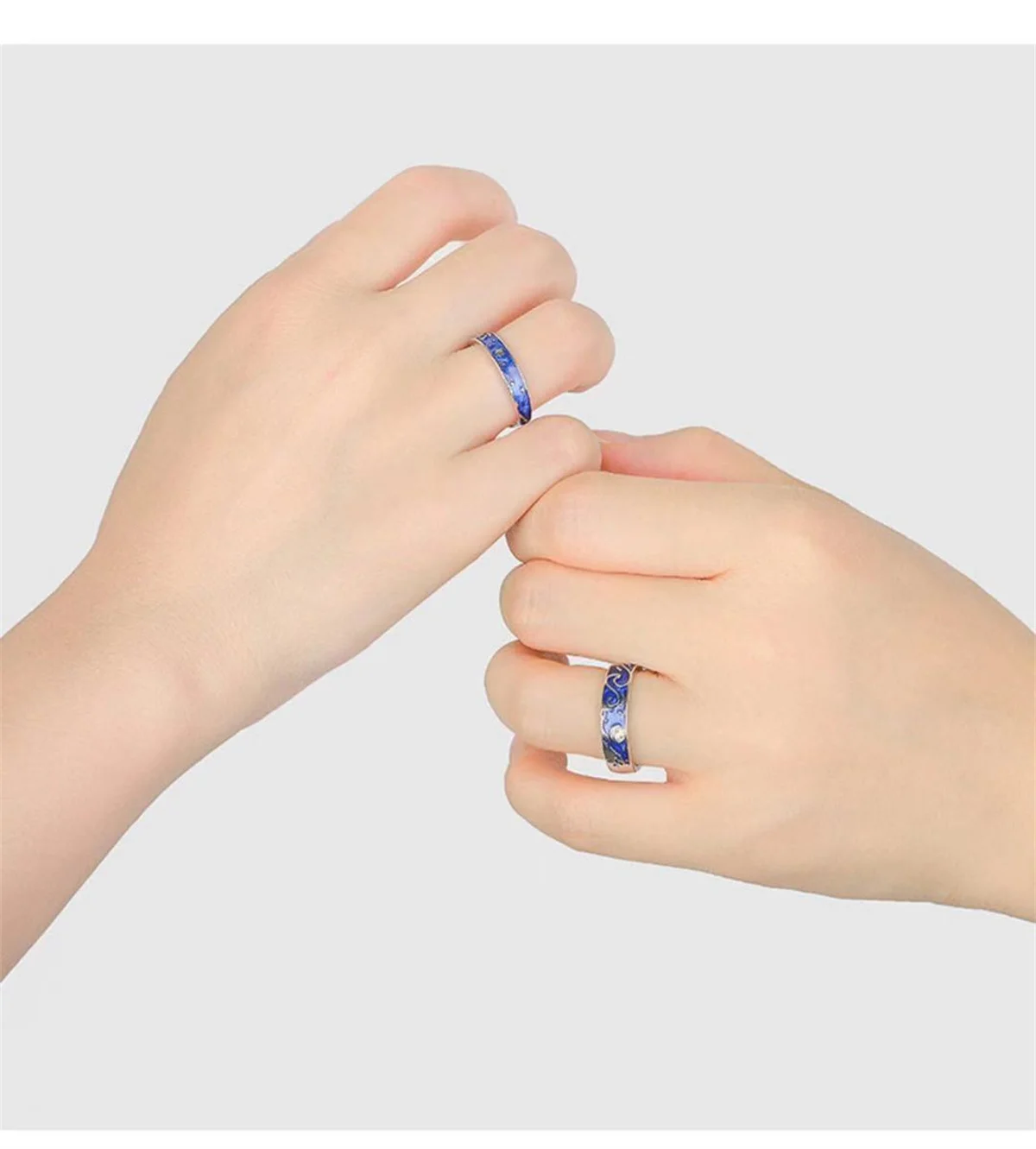 رومانسية نجمة القمر زوجين خواتم الأزرق ليلة النجوم خواتم للنساء رجل عشاق وعد الخطوبة خاتم الزواج الفن مجوهرات فتاة