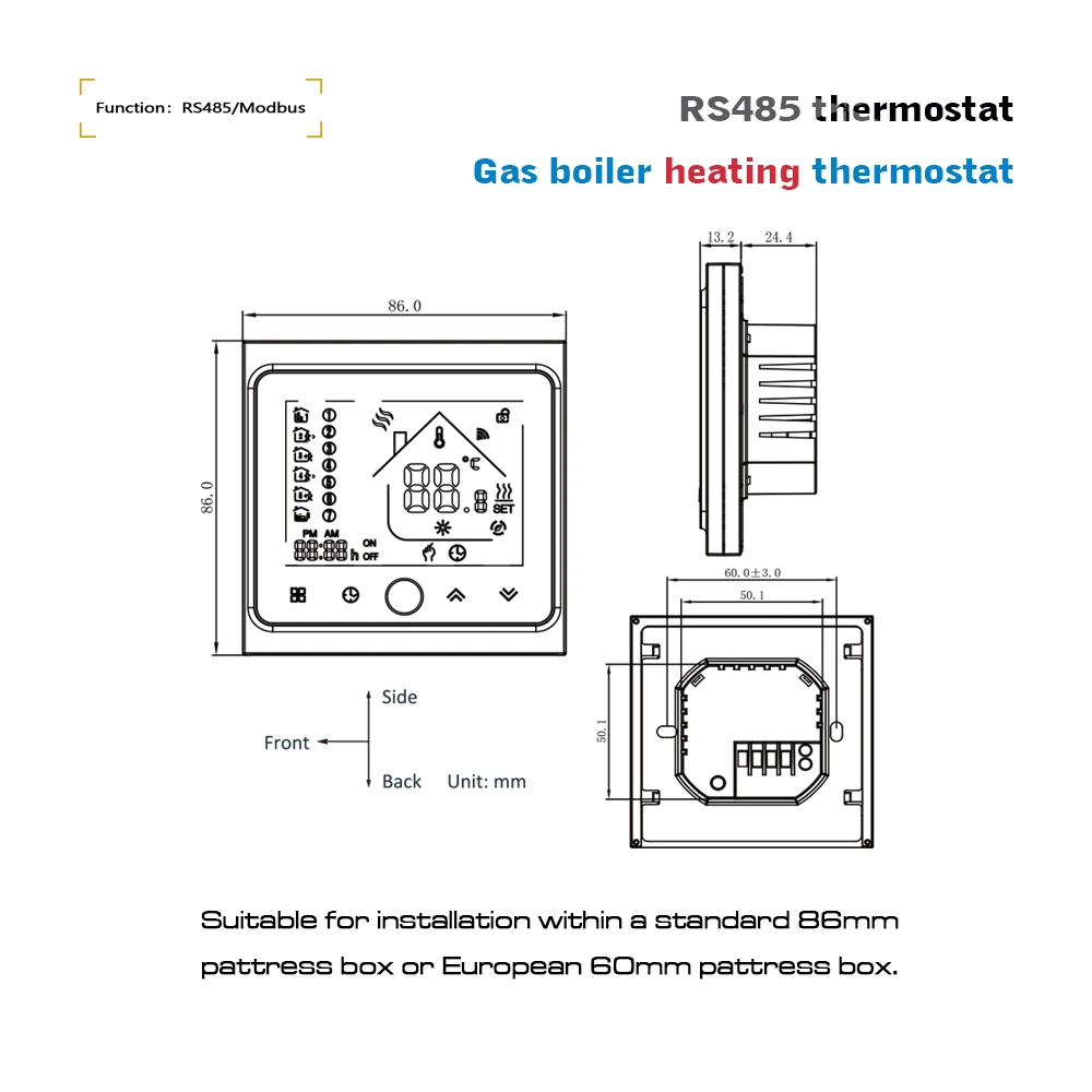 Modbus RS485 Termostat 220V Pengontrol Suhu untuk Ketel Gas, Termostat Ketel Kontak Kering