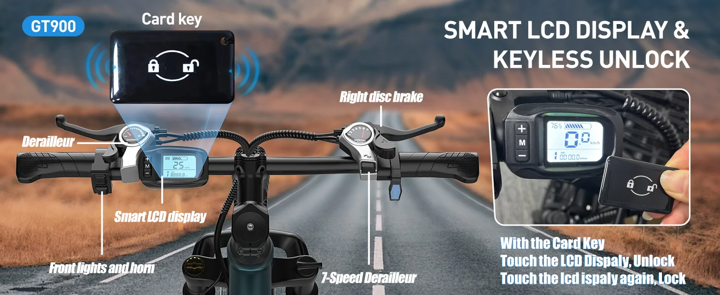 Aairsk GT900 26" All-Terrain E-Bike, 36V 13Ah Akku, 40-60KM Reichweite, 21-Gang 250W Offroad-E-Bike mit NFC-Smart-Lock & Doppel-Federung, Erwachsenen-Mountain-E-Bike 25KM/h – Detail 6