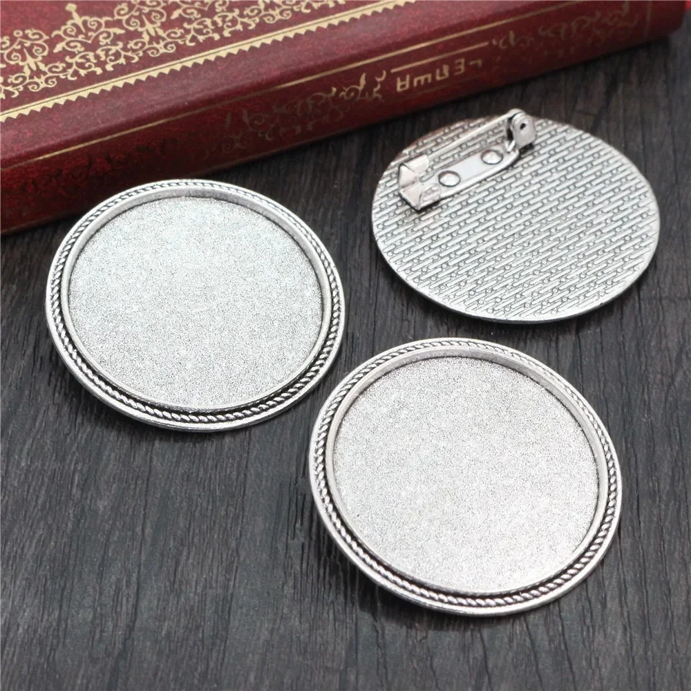5 sztuk 30mm wewnętrzna rozmiar antyczne posrebrzane broszka Pin w stylu klasycznym Cabochon baza ustawienie (B6-10) — zdjęcie 2