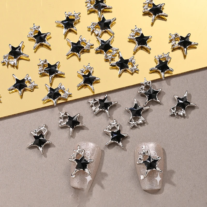 10Pcs Diamond Starfish Nail Art Charms 3D Luxury Rhinestones Alloy Nails Decorations Flash Inlaid Manicure Accessories 10*12MM