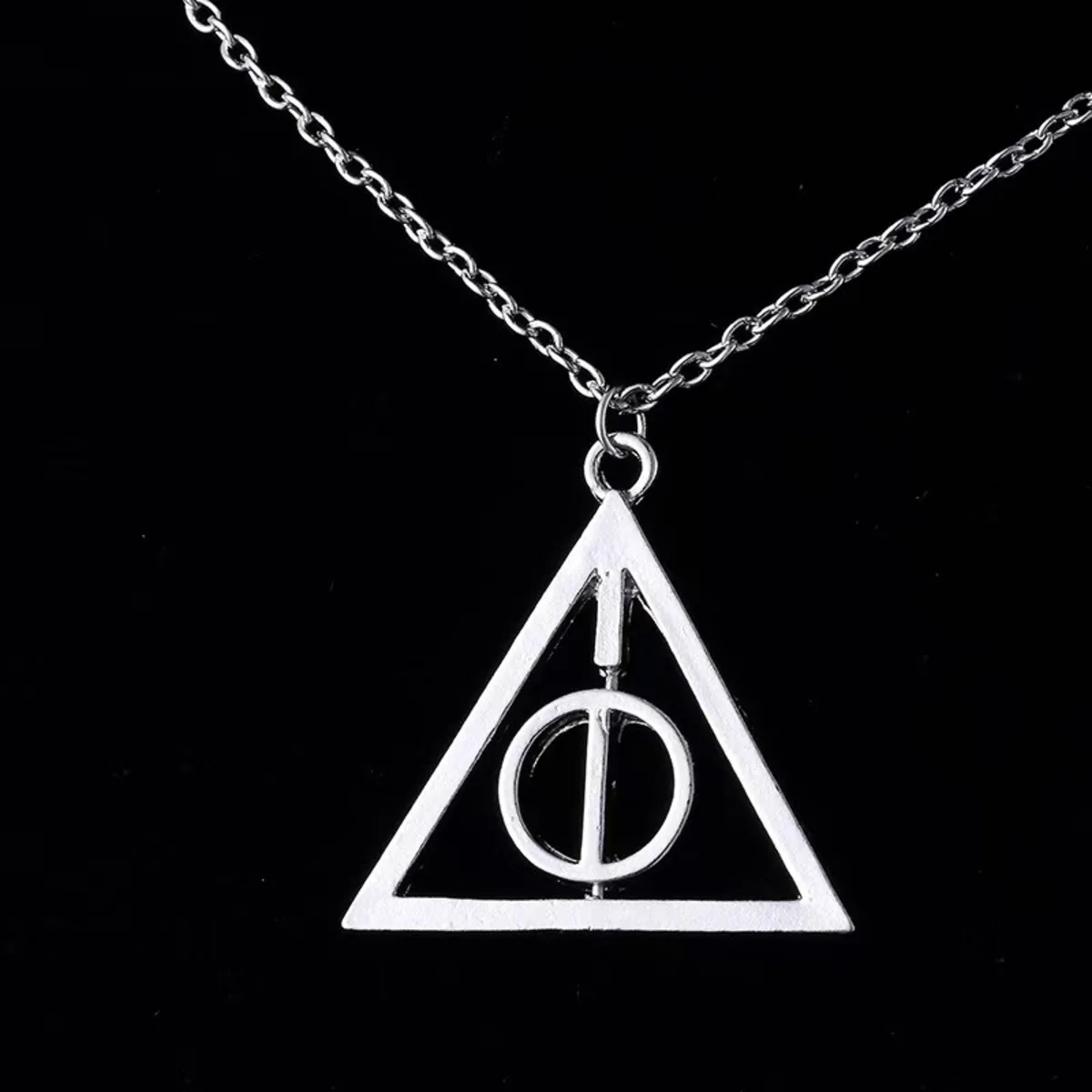 Fashion New Deathly Hallows Magic Triangle Rotatable Necklace Golden Swivel Necklace Pendant Movie Necklace Jewelry