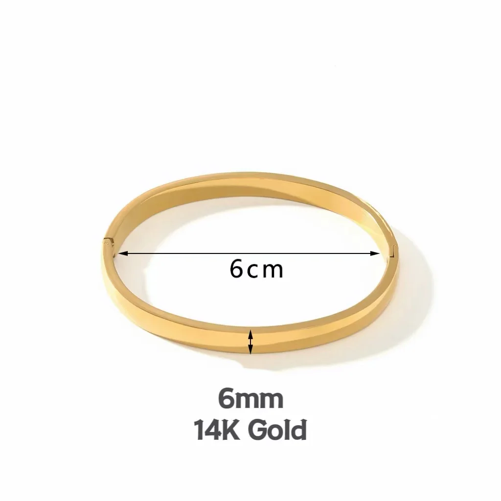 Minimalist Stainless Steel Pure Gold Plated Plain Pattern Bracelet for Women Simple Stackable Bracelets Jewelry Gift for Men Her