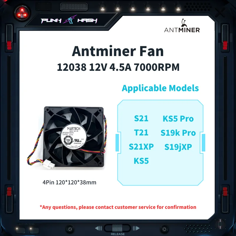 

New Antminer S9 L3+ S19 L7 S19KPro S21 T21 mining machine cooling fan 12038 12CM 7000RPM