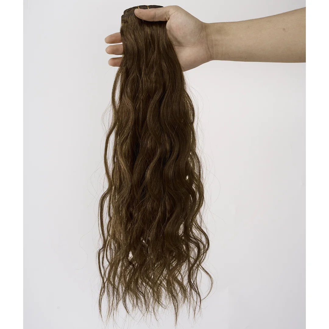 مشبك موجة طبيعية في شعر مستعار بشري اللون الطبيعي 100% مشبك شعر بشري ريمي في 85-120 جرام 7 قطعة/المجموعة رأس كامل للنساء #2