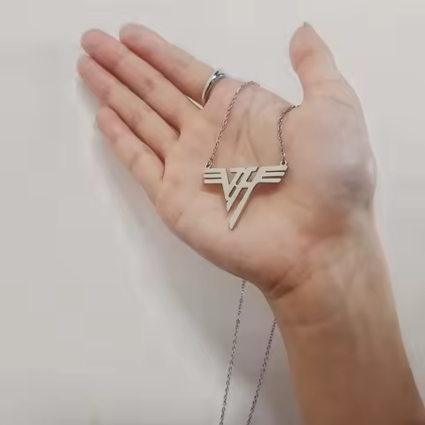 Van Halen Logo VH Charm Eddie 18K Gold Plated Stainless Steel Pendant Mena Necklace 1980 Classic EVH Rock Bnd Gift for Women