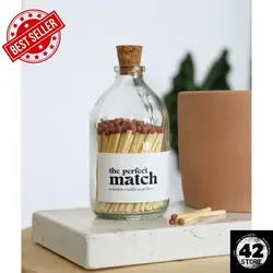 Long Candle Matches in a Decorative Glass Bottle (100 MATCHES OF 5.5 CM)