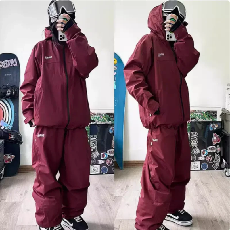 Zestaw narciarski John Snow 2025 dla par, męskie i damskie, na snowboard i narty, luźny krój, wodoodporny, ciepły, spodnie narciarskie, kurtki narciarskie. — 2