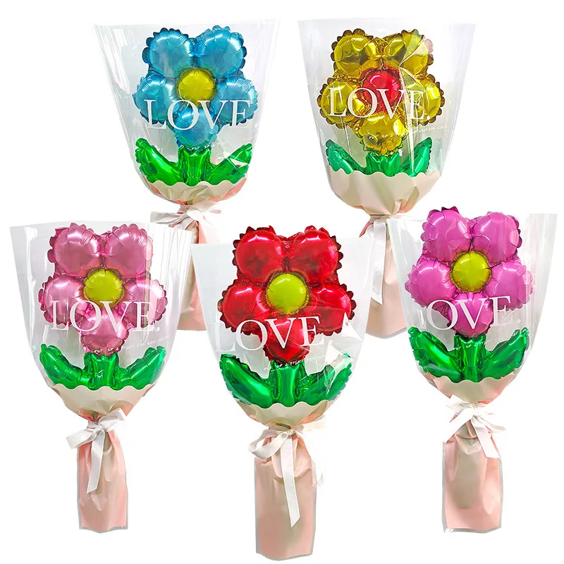 5pcs Rose Flower Bouquet Balloons Valentine\'s Day Flower Balloon Mother\'s Day decoration gift Wedding Valentine\'s Day decoration