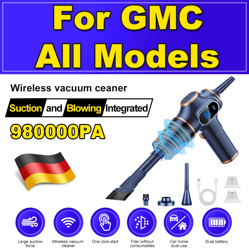 Portable Wireless Car Vacuum Cleaner Strong Suction Handheld Vacuum Suction and Blowing Dual Purpose Vacuum For GMC All Models