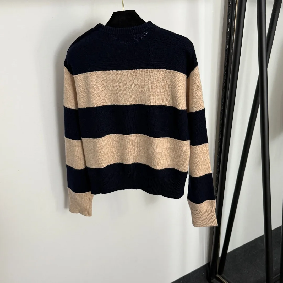 

2025 Autumn/Winter New Women's Striped Pullover Long-sleeved Wool Sweater Casual Style