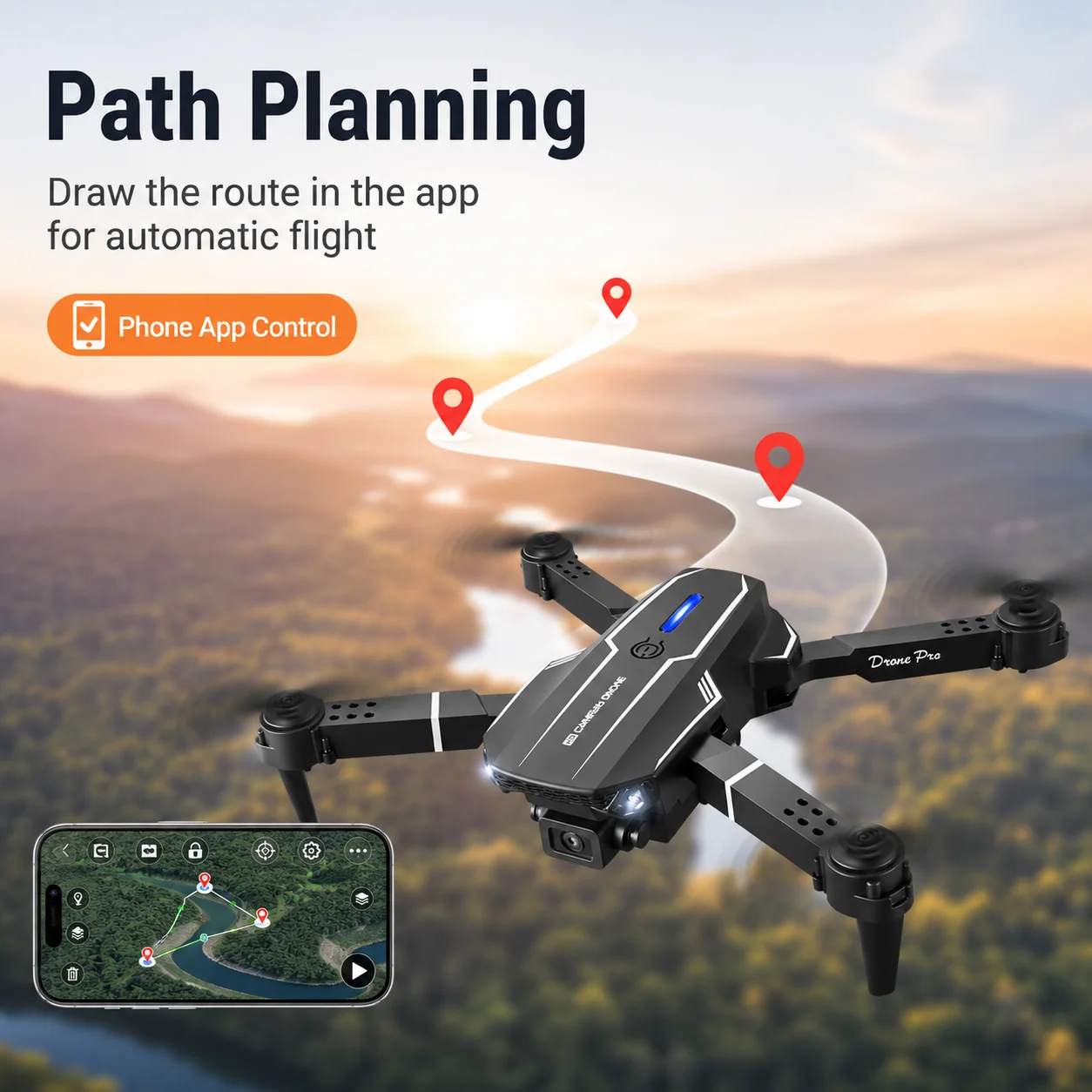 ZNLYRION RC Drone 4K S101 Foldable HD Dual Camera WIFI FPV APP Waypoint Flight Altitude Hold 6-Axis Gyro Quadcopter for Beginners