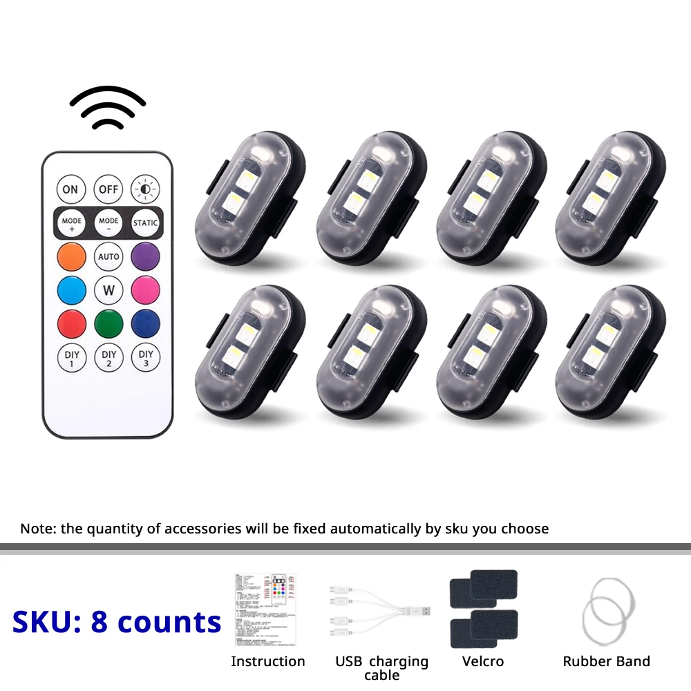 RGB Skateboard Scooter Light Underglow Kit Draadloze afstandsbediening LED 8-kleuren oplaadbare stroboscoop Ambient Night Riding Decor