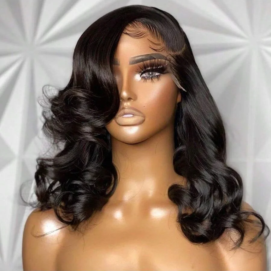 الجسم موجة بوب شعر مستعار شعر الإنسان 13X4 13x6 الدانتيل الشفاف الباروكات الأمامية 200% اللون الطبيعي خصلات الشعر المستعار الإنسان للنساء قبل قطعها #5