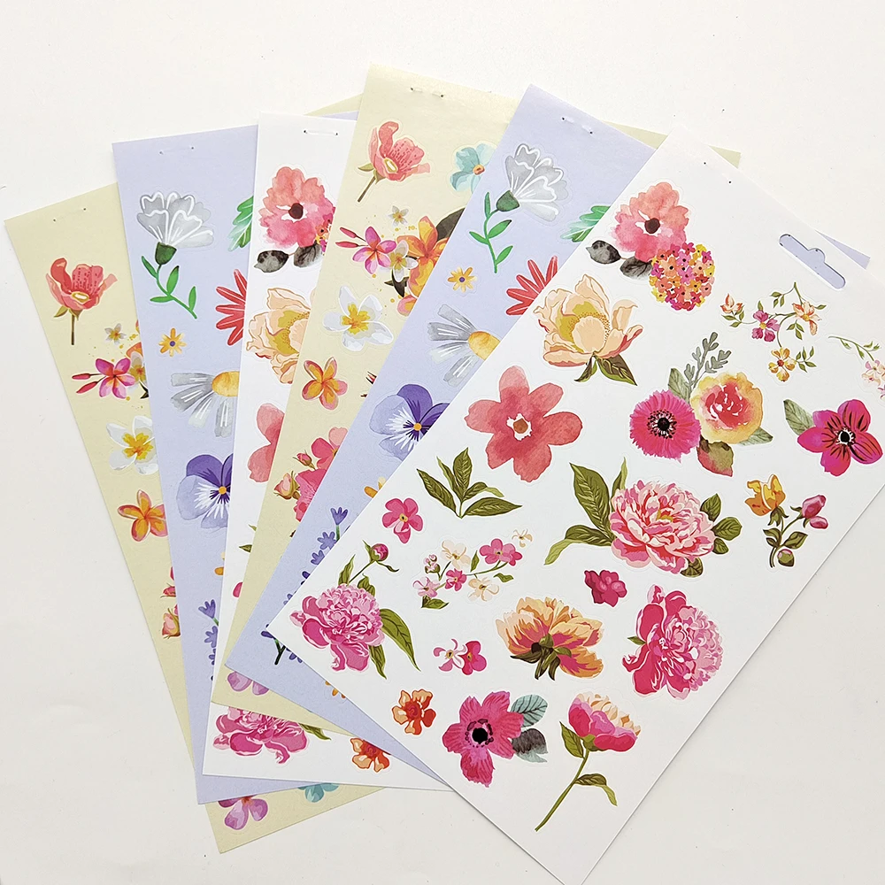 Creative Path Vintage Journal Deko-Aufkleberbücher 6 Blätter Wiederverwendbare Rosa Gelbe Blumen-Scrapbooking-Aufkleberbücher für Bastelarbeiten – Detail 2