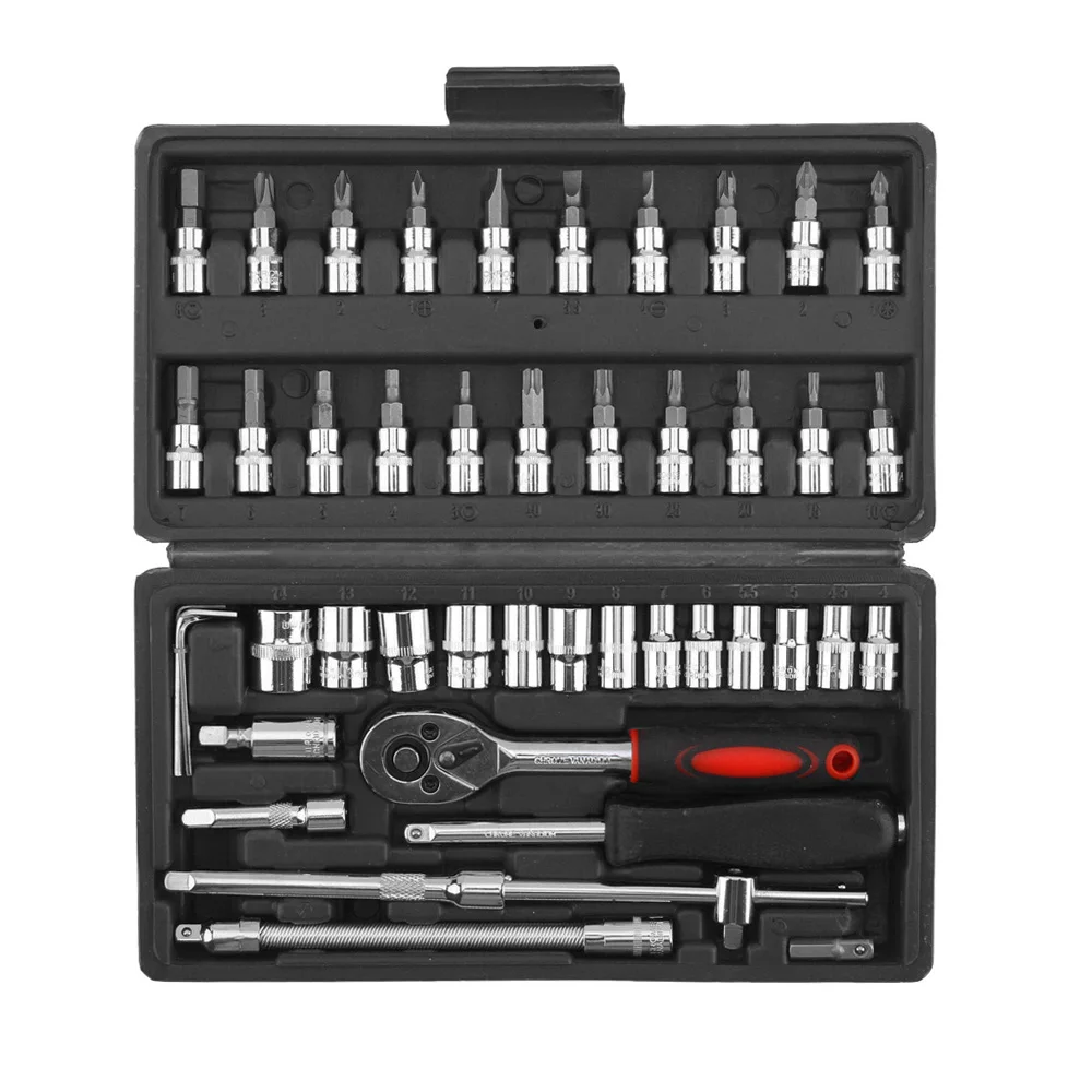 Vox Set 46 Piece Vox Al Tool Ratchel Flute Handle Vs Hex Wrench Driver Car Vehicle Maintenance Socket