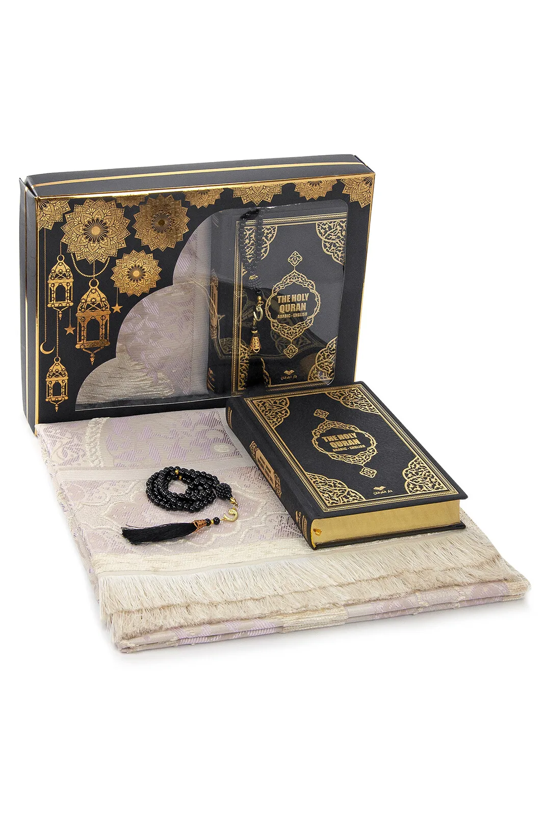 English Translation Luxury Quran Portable Quality Prayer Rug Special Rosary Muslim Islamic Gift Set Ramadan Worship