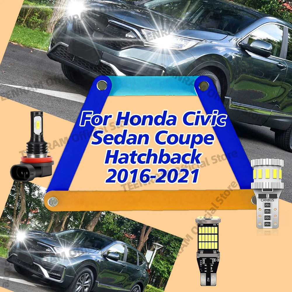 2x Fog Lamps 6000K Reverse Backup LED Bulbs For Honda Civic Sedan Coupe Hatchback 2016 2017-2021 Interior Map Dome Trunk Lights