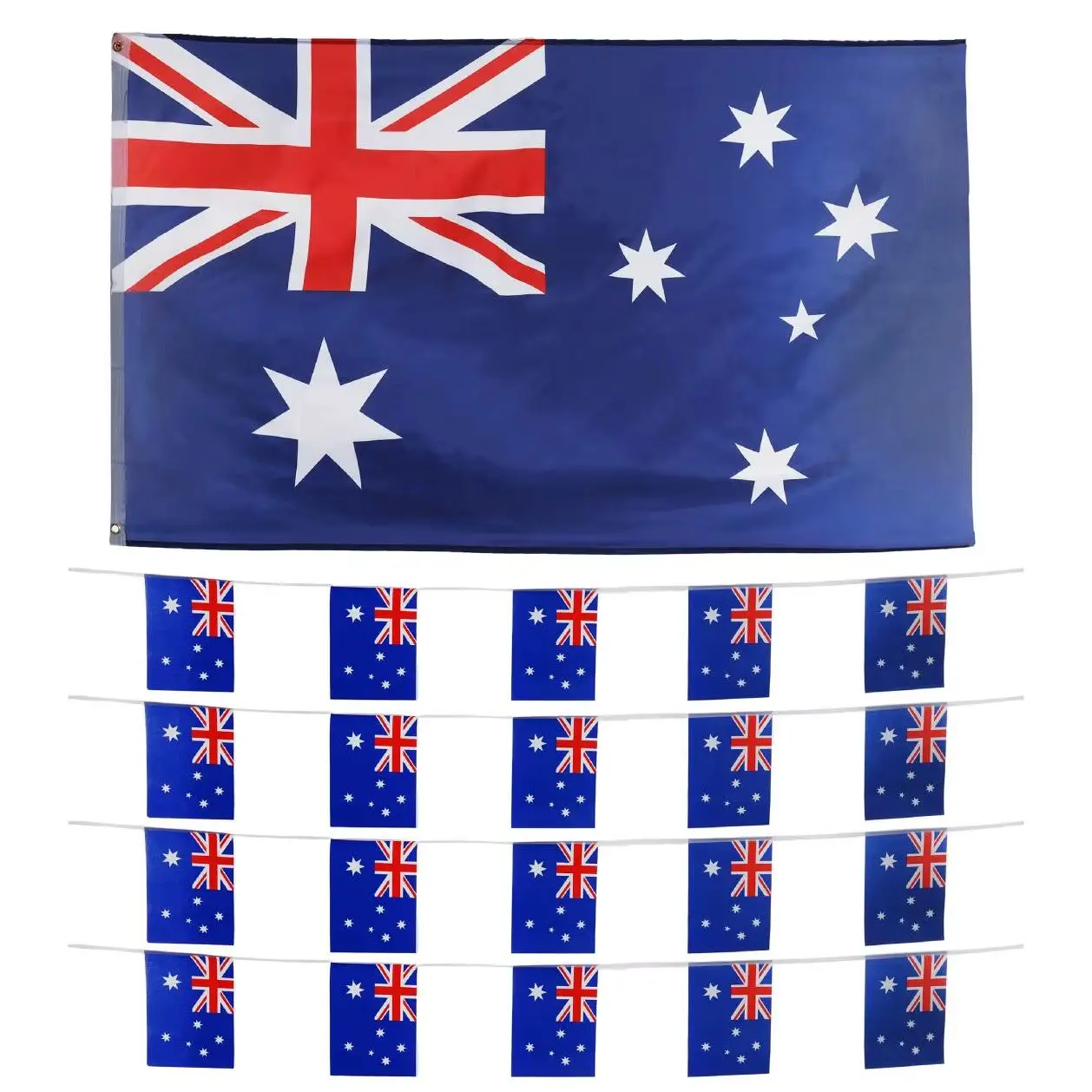 5ft x 3ft Australian Flag & Bunting Set - 5ft x 3ft Flag and 10m/33ft Bunting - Perfect for Australia Day & Celebrations