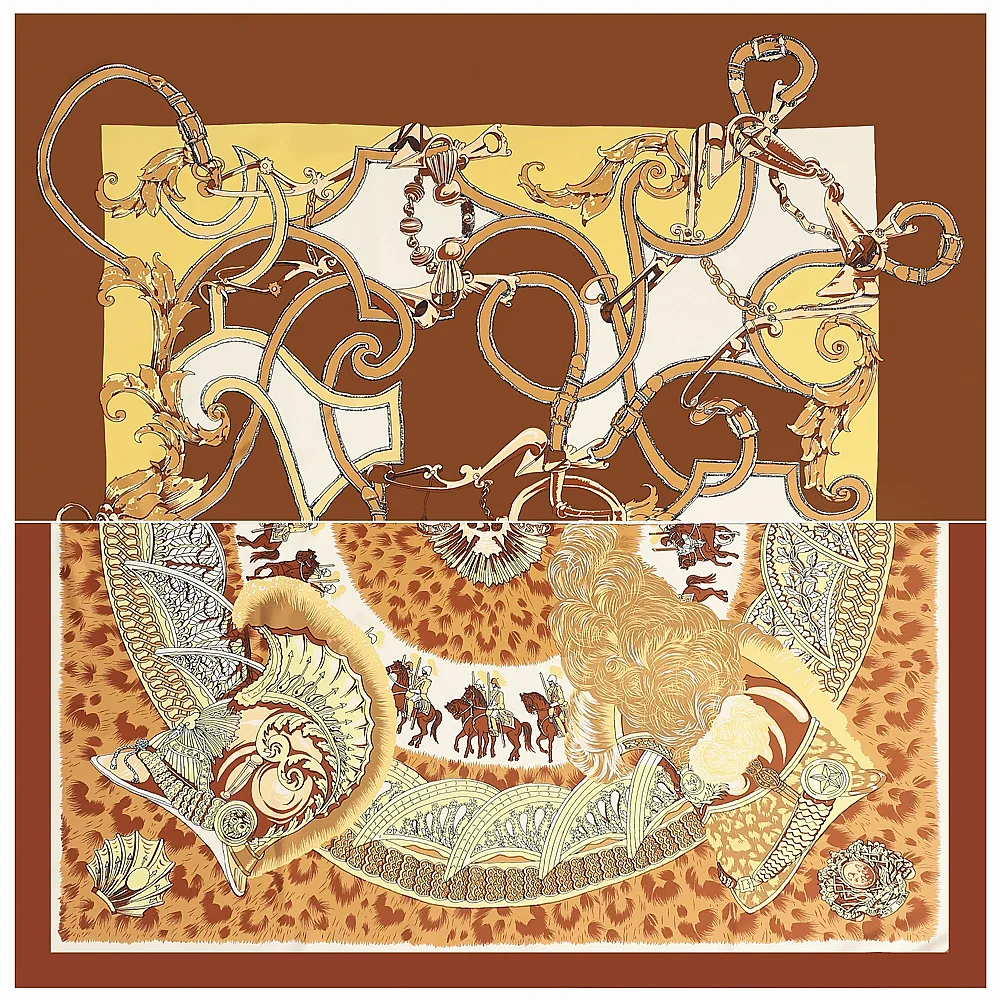 

130 см шелковый квадратный шарф ретро цвет леопардовые полоски цепочка женские шарфы обертывания модные платки шелковая бандана женские хиджабы Sjaal