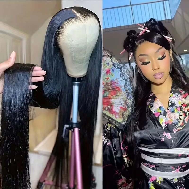 

Natural Black Bone Straight HD Lace Frontal Wig 13X6 13X4 HD Transparent Brazilian 30 Inch Human Hair Wigs For Black Women