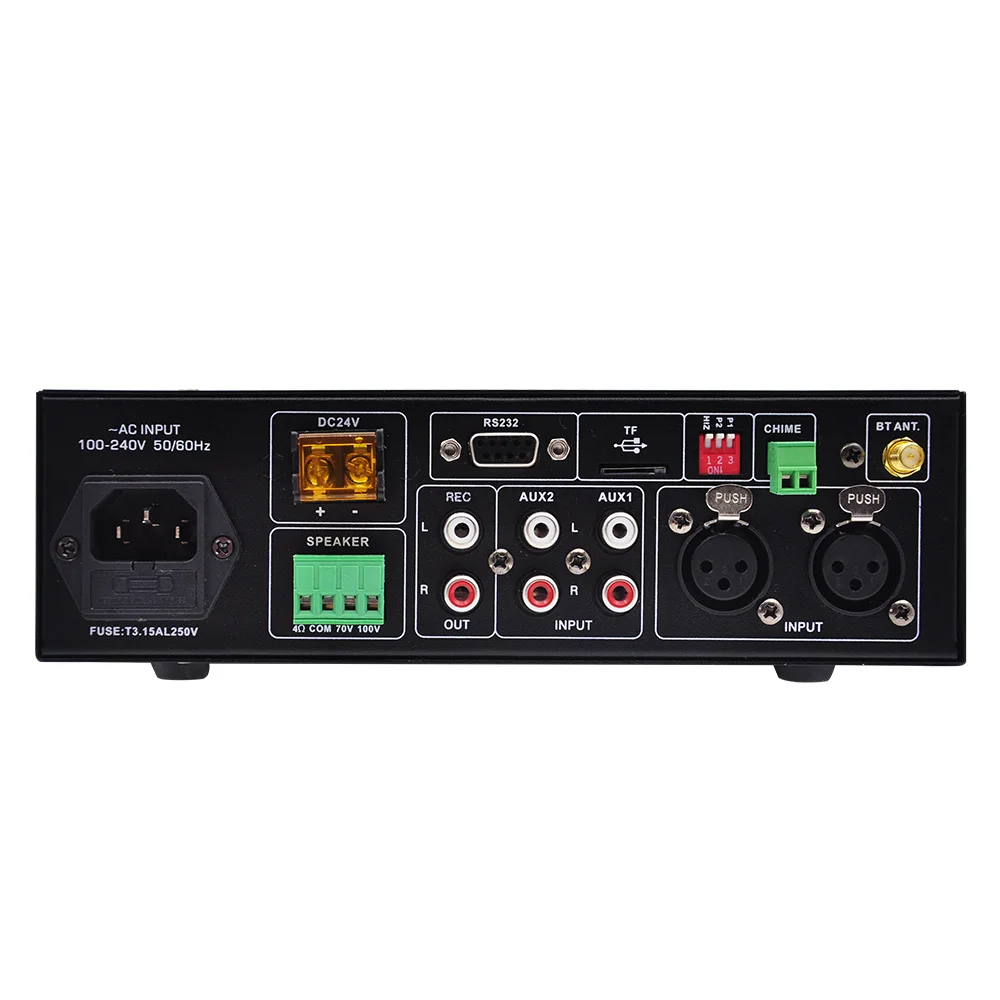 Bluetooth-compatible Power Amplifier 60W Wireless Audio Power Amplificador 100V 70V 4-16ohm USB TF Card Digital Music System