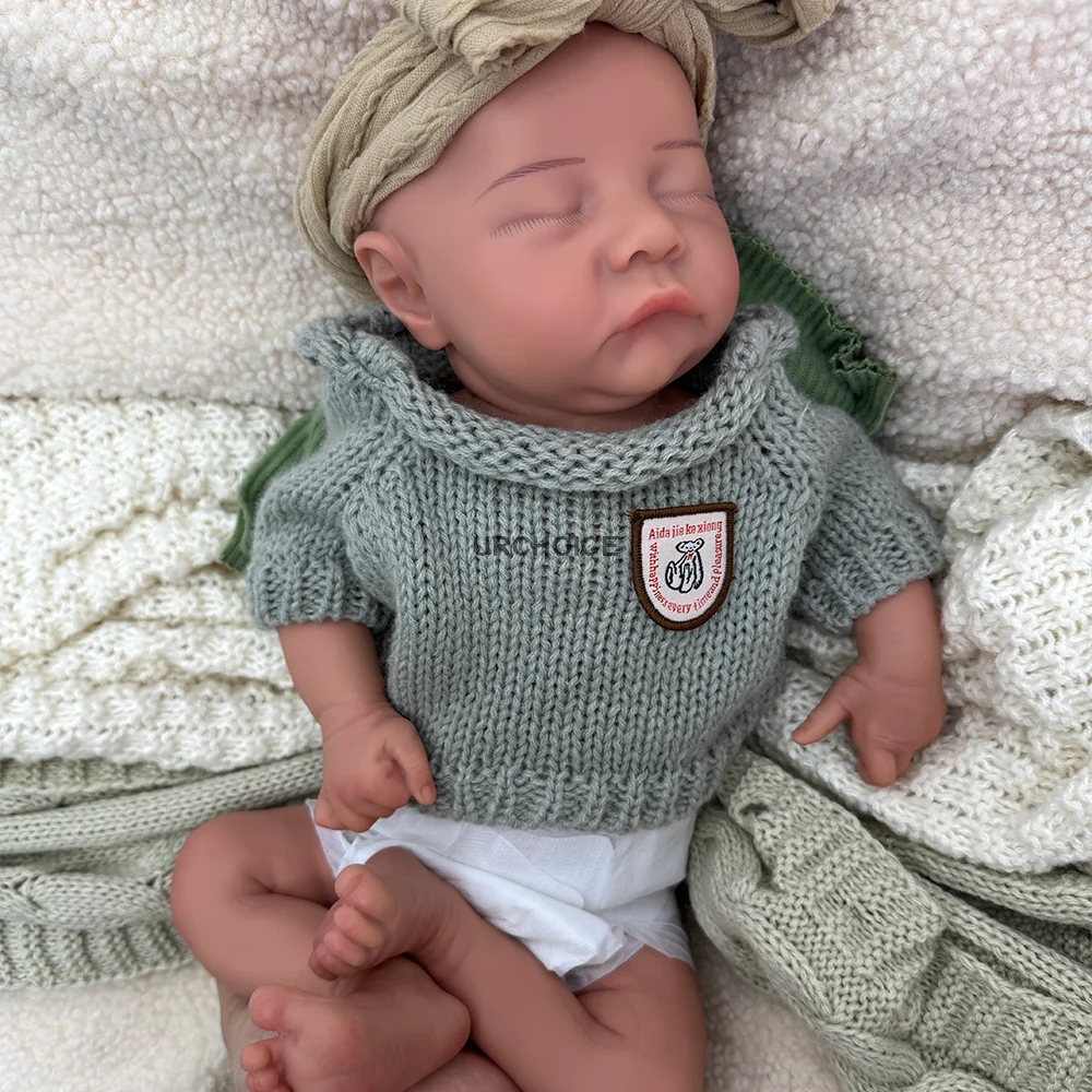 

Lifelike 17 Inch Soft Silicone Reborn Doll Hand-Painted Adorable Newborn Boy For Art Collectors Nursery Teaching & Holiday Gifts