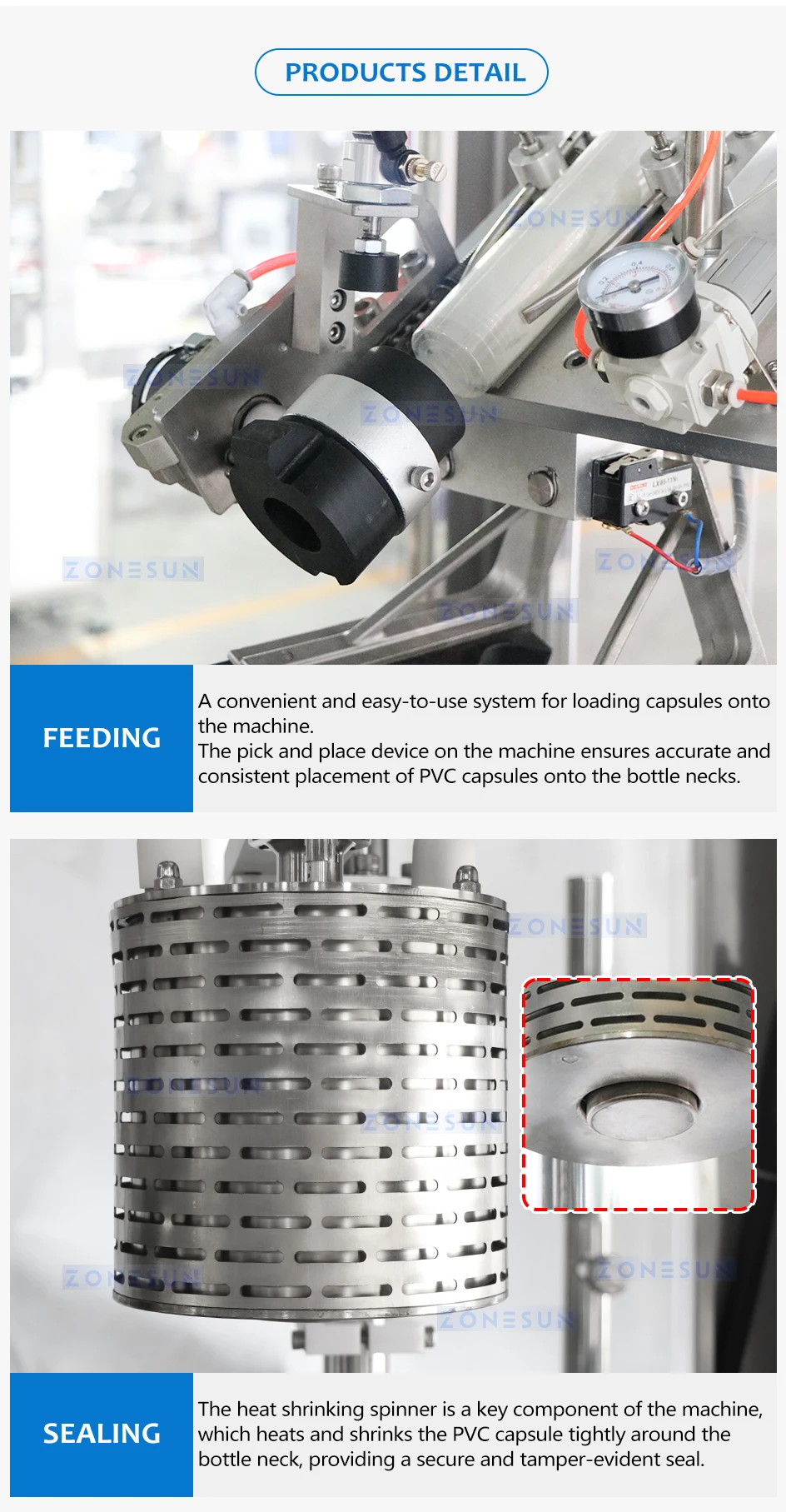 ZONESUN Automatic PVC Capsule Heat Shrinker Bottle Sealing Machine ZS-SXRS1