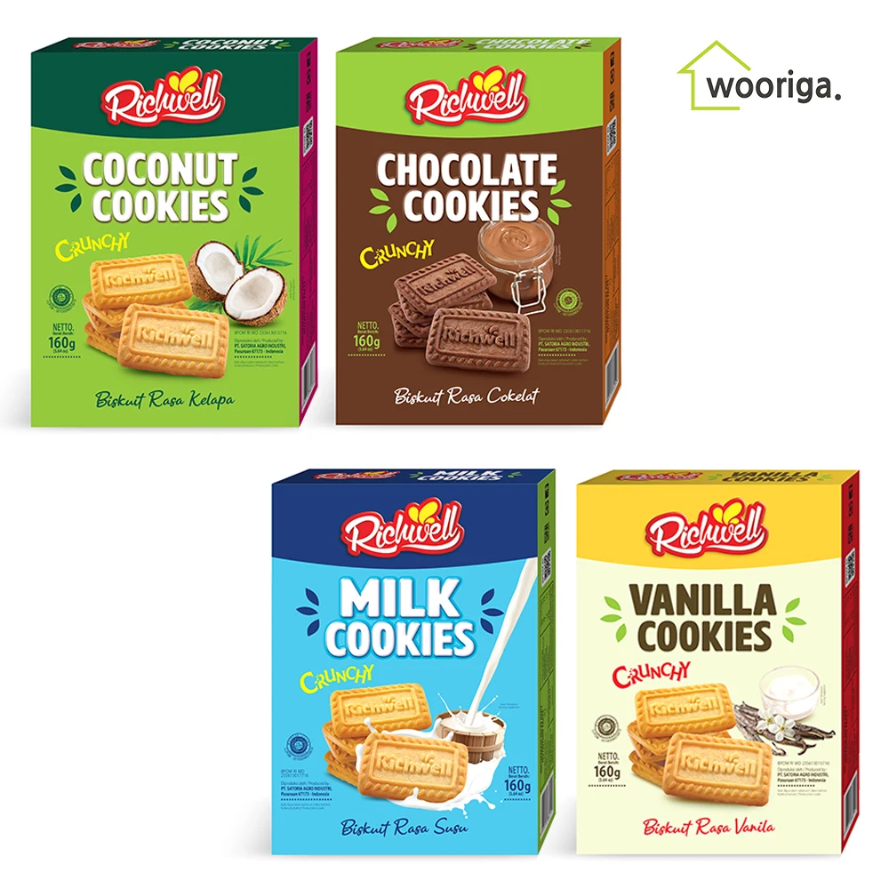 Rich well cookie 160gx4 box (chocolate + Milk + Vanilla + coconut) large capacity sweets