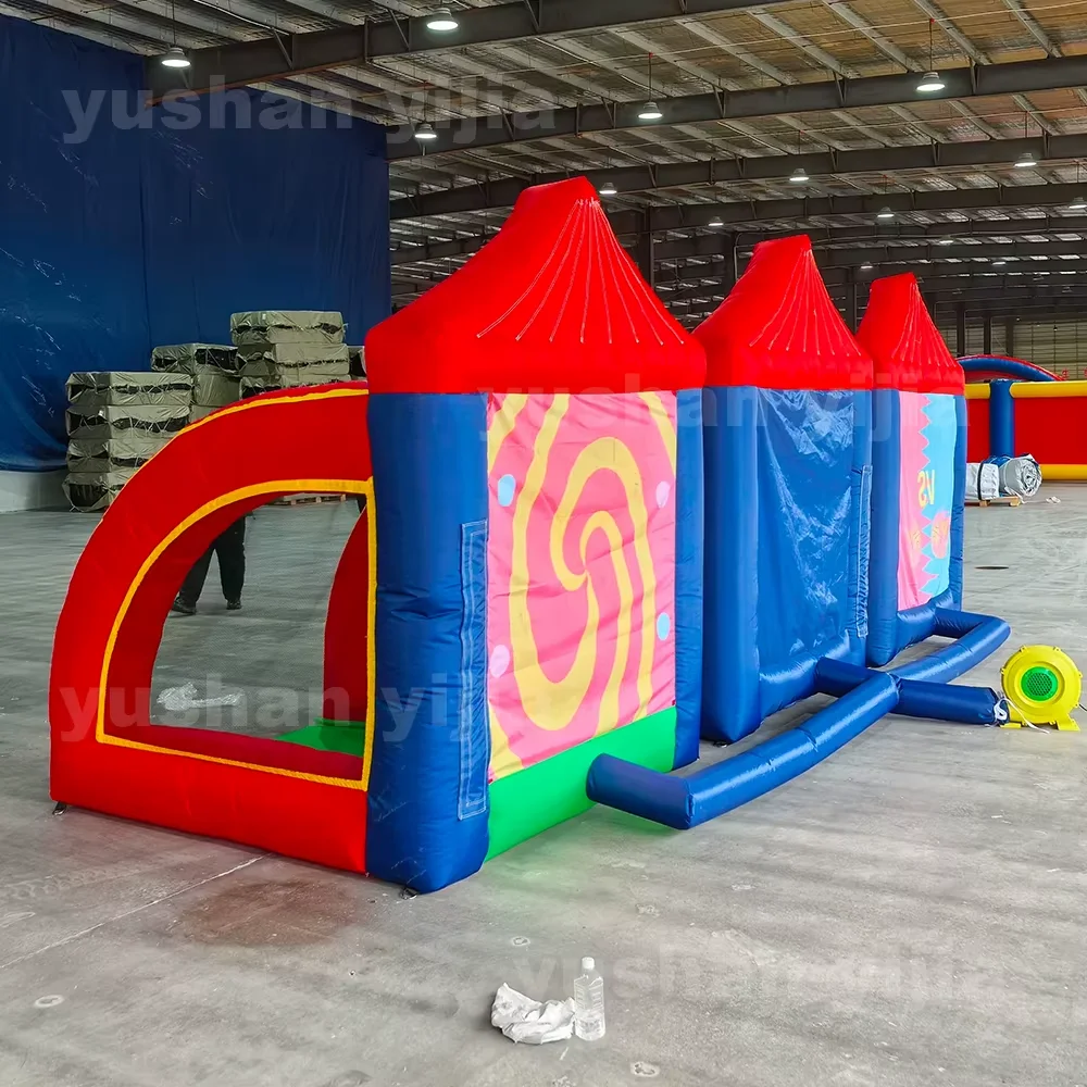 Oxford/PVC comercial 3 en 1 juego inflable de carnaval juegos deportivos inflables multi deportes baloncesto juego de fútbol para fiesta