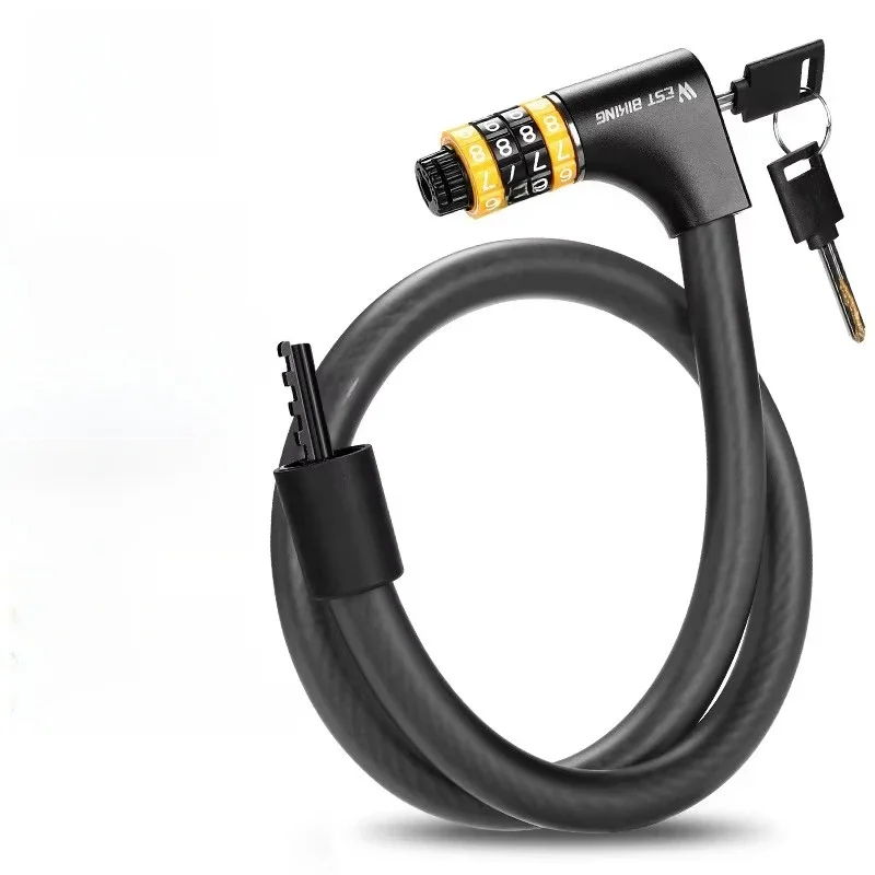 AliExpress West Biking WEST BIKING Password Key Safety Bike Lock Bicycle 4-5 Digital Code Locks Steel Cable Motorcycle MTB Electric Scooter Accessories
