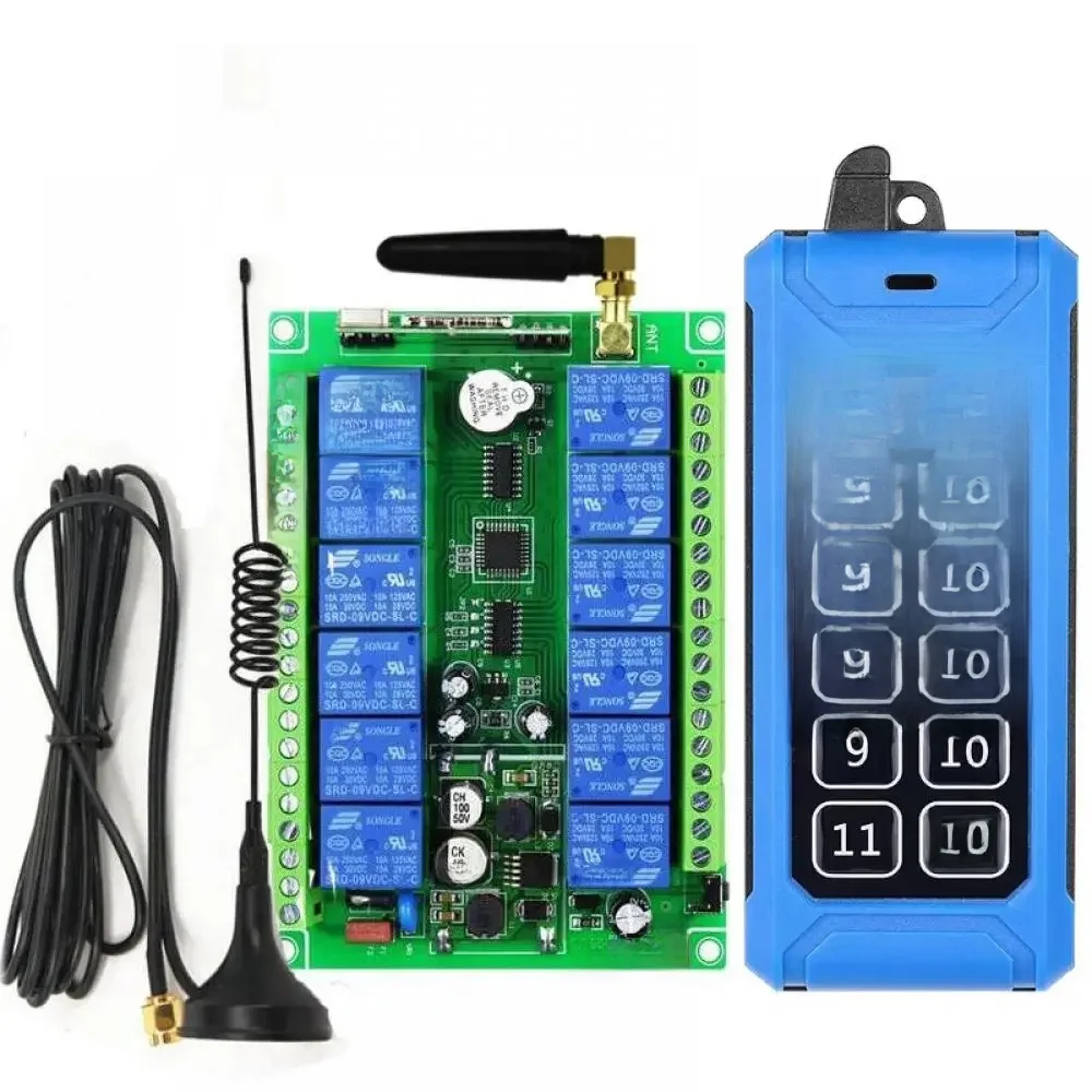 433MHZ Industriële RF Draadloze Afstandsbediening Schakelaar DC 12V-48V 12CH Relais Ontvanger voor Verlichting boerderij Smart Home Power Control - afbeelding 2