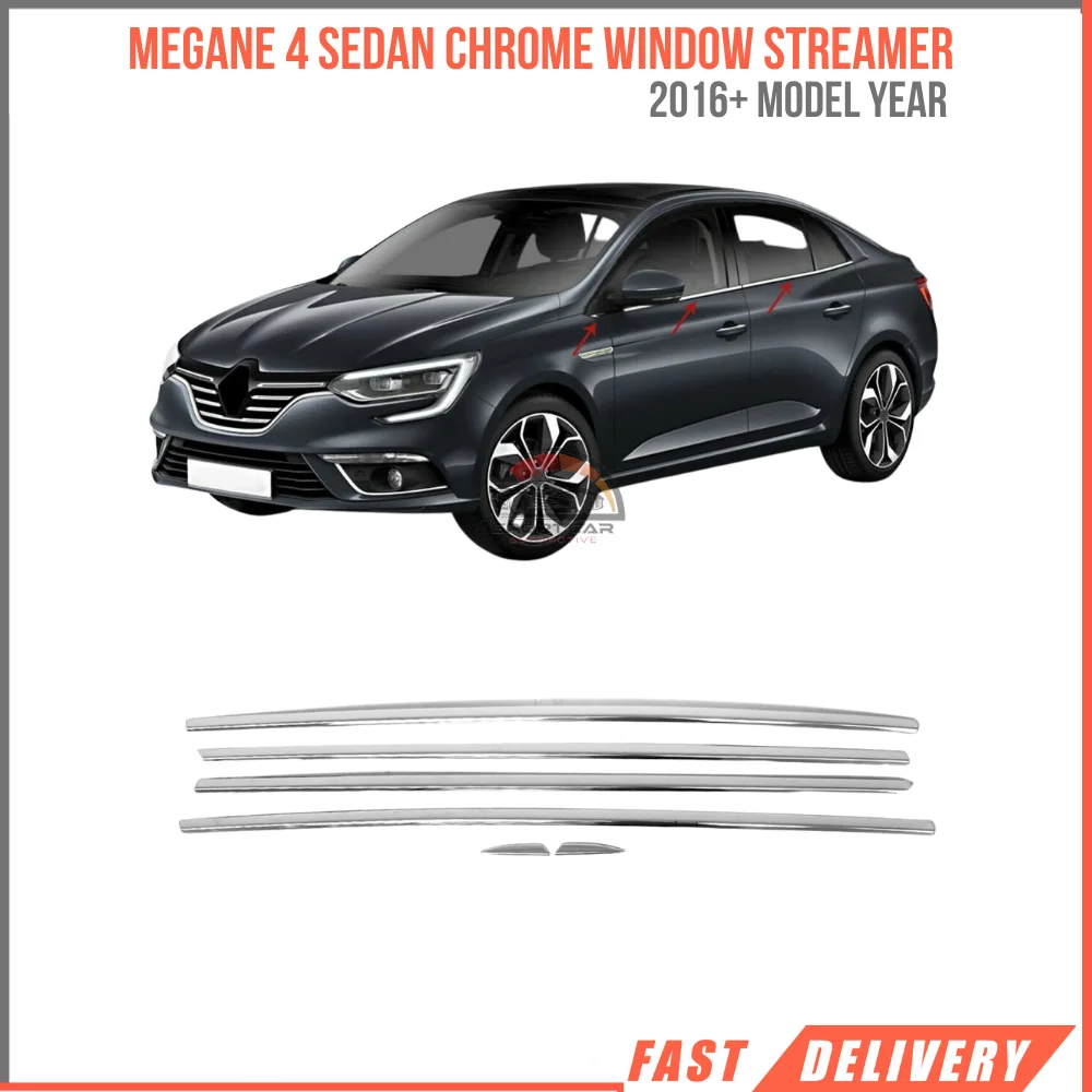 

For Renault Megane 4 Sedan Chrome Window Streamer 6 Prç. 2016 and Above S.Steel car accessories-Free Shipping