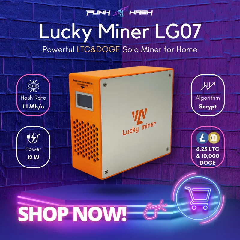 

Ready to Ship Lucky Miner Mini Litecoin Doge coin Miner LG07 Wifi Hashrate Scrypt 11 Mh/s 12W LTC DOGE Solo Mining Machine