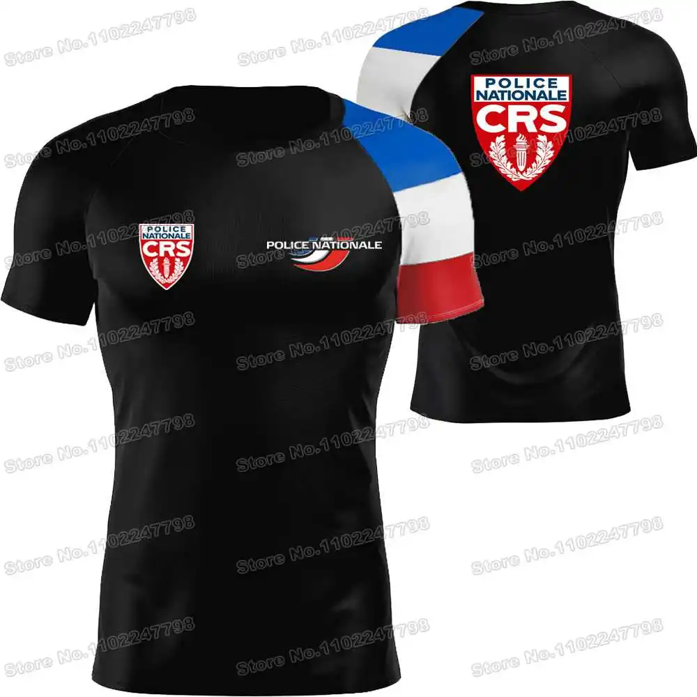 CRS-Camiseta de la policía nacional francesa, camisas técnicas para exteriores, ropa de fitness, camisetas de entrenamiento, Jersey MTB, ropa deportiva para correr