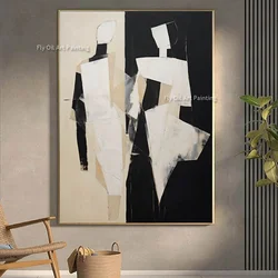 Abstract Modern People Oil Painting Black And White Abstract Canvas Painting Hand Painted Impression Wall Art For Home Decor