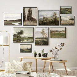 French Country Landscape Prints Vintage 19th Century Posters Farmhouse Oil Painting Canvas Wall Pictures Living Room Decor