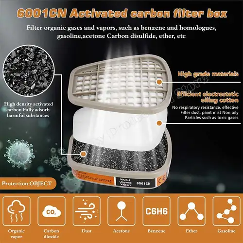 Imagen 2 del producto Caja de cartuchos 6001/6002/6006, juego de filtros de algodón 5N11 para máscaras de Gas y polvo de 3m, 6200/7502/6800, respirador de pulverización de pintura química