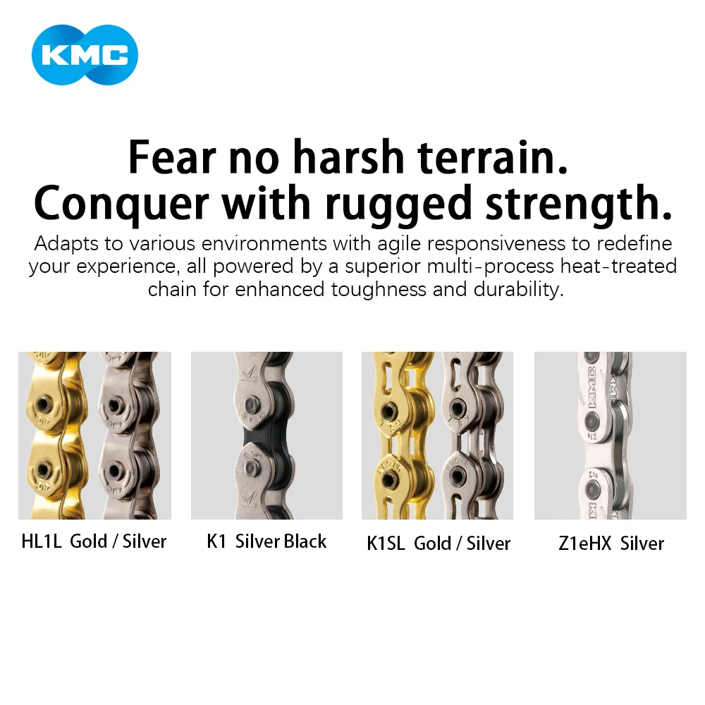 KMC سرعة واحدة ​ ​ سلسلة فضية/ذهبية HL1L-W/K1-W /K1SL-W/Z1eHX-N 100/1120L EBike/City/BMX/Fixie Bike سلسلة دراجة واحدة ذات سرعة واحدة