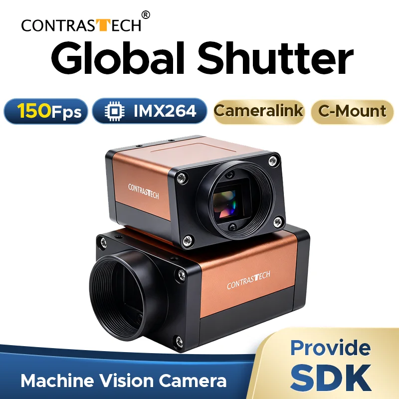 

High Speed 150fps Area Scan Vision Camera 5MP IMX264 Global Shutter Cameralink C-mount For Visual Inspection Contrastech