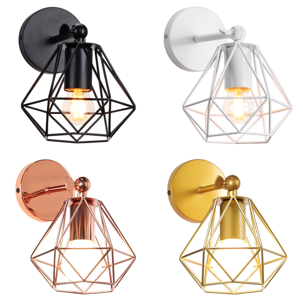 

Industrial Vintage Wall Light Retro Loft Wall Lamp E27 LED Iron Lampshade Cage Sconce Modern Indoor Bedside Lighting Wandlamp
