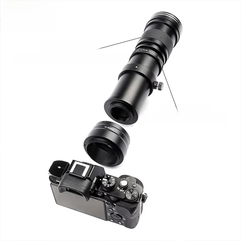 Lightdow 420-800mm F8.3-F16 Handmatige Zoom Super Telelens met T Mount Ring voor Nikon Canon Sony Fuji Olympus Camera Lenzen - afbeelding 2