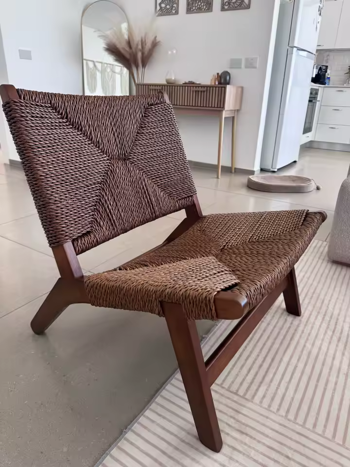 Detailed Joinery and Weave Texture of FAS Ash Wood Japandi Chair